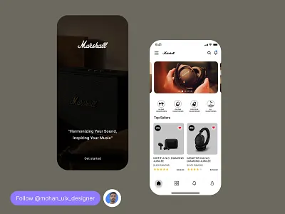 Marshall Music Gadgets Store app design animation branding design graphic design ui ux vector