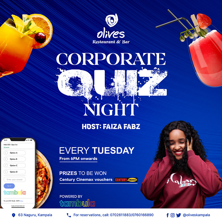 Corporate Quiz Night posters for Olives Restaurant & Bar by Gibbs ...