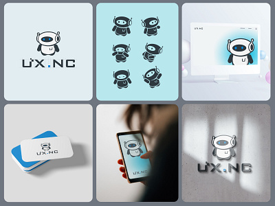 Design Logo for UX.NC 3d ai brand branding design graphic design icon illustration logo minimal motion graphics robot software tech technology ui uxnc vector