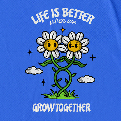 Grow together character design digital art flower graphic design illustration love poster