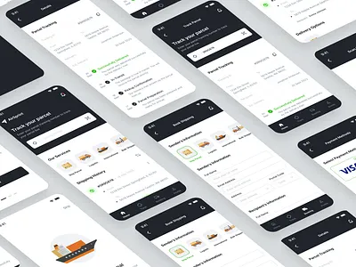 Courier Service App app app design app ui application courier courier app courier service minimalistic design monochromatic service service app transportation app ui ui design