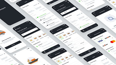 Courier Service App app app design app ui application courier courier app courier service minimalistic design monochromatic service service app transportation app ui ui design