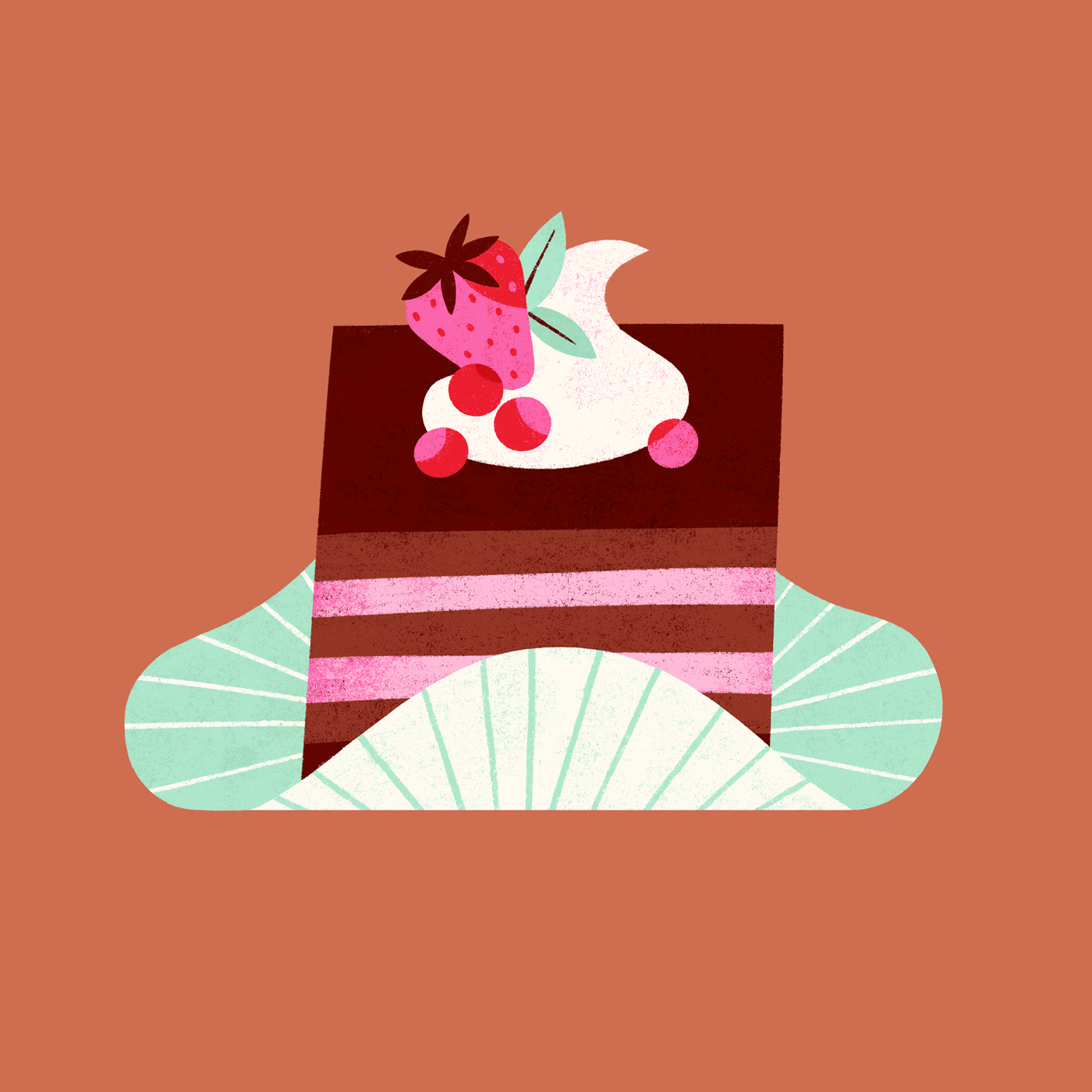 Chocolate Berry Cake cake chocolate colourful cute dessert food illustrated food illustration modern stylized sweet