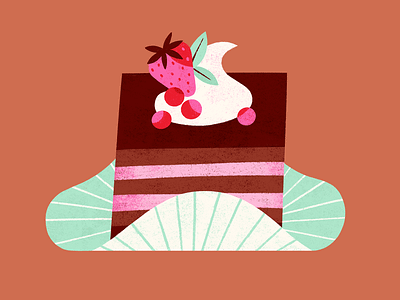 Chocolate Berry Cake cake chocolate colourful cute dessert food illustrated food illustration modern stylized sweet