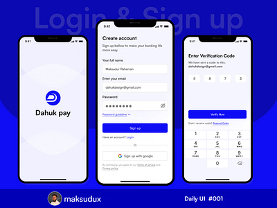 Login & Sign up Mobile UI UX Design, Fintech App UI, #DailyUI001 daily ui 001 dailyui fintech app fintech app login ui login page login page case study login page ux login page ux solution maksudux mobile ui mobile ui design sign up ui sign up ux solution ui ui design uiux ux design