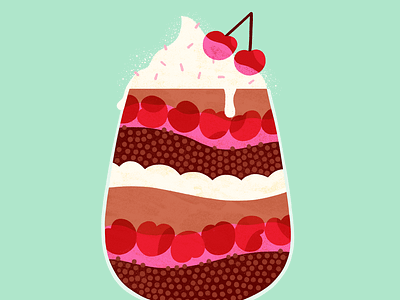 Chocolate Cherry Trifle cherry chocolate cute dessert food illustration modern stylized sweet trifle whimsical