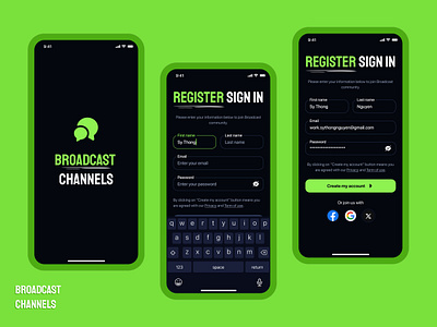 Login Screens | Register & Sign UI App Design | Broadcast App clear ui design login ui app design register ui design sign ui design ui ui app design