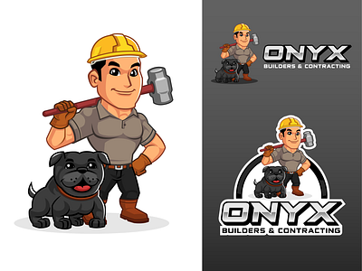 Onyx Builders and Contracting Logo and Mascot Design brand identity branding builder builder mascot contracting logo logo design mascot mascot character mascot design mascot logo onyx