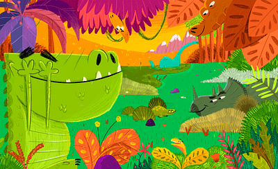 The dinosaurs bookkids character design childrenbook childrenillustration illustration