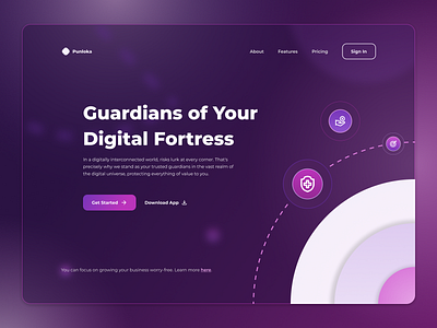 Hero Section - Punloka Cyber Security Services banner clean color pairs cyber security cyber security services glass glassmorphism gradient header hero section landing page magenta minimal minimalist two color combinations ui violet web web design