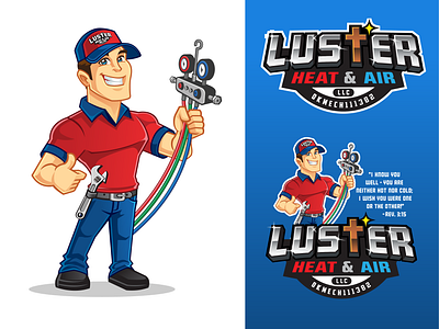 Luster Heat and Air LLC Logo and Mascot Design air air conditioning brand identity branding branding logo design cooler cooling heat heating logo logo mascot mascot mascot design mascot logo retro design logo retro logo