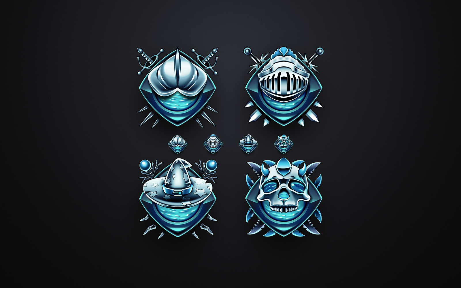 Water Rank Icons blue custom helmets icons magic metal necromanser ranks silver water wizard