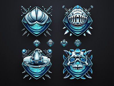 Water Rank Icons blue custom helmets icons magic metal necromanser ranks silver water wizard
