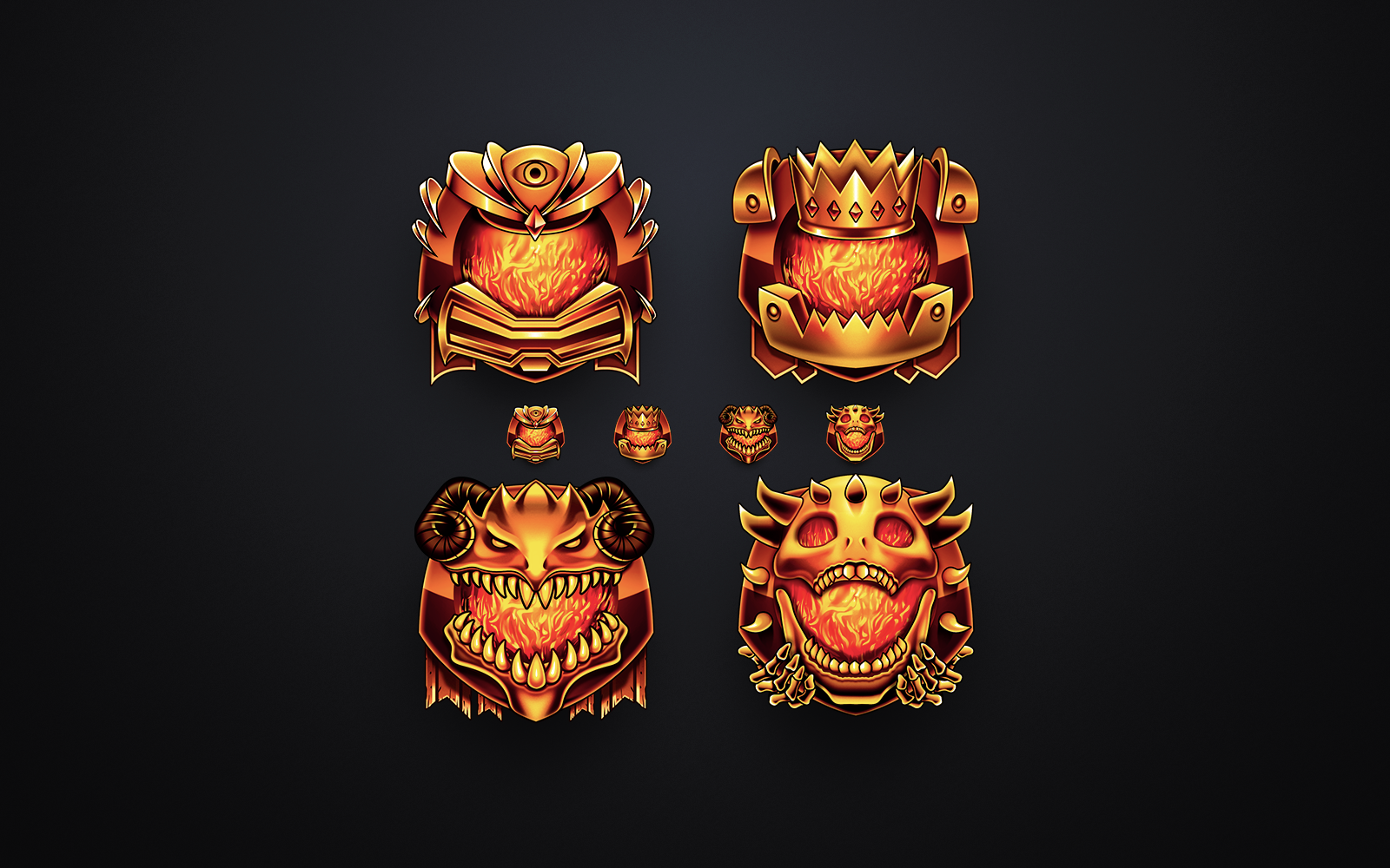 Fire Rank Icons crown danger dragon fierce fire icons loyalty magic monster ranks skulls