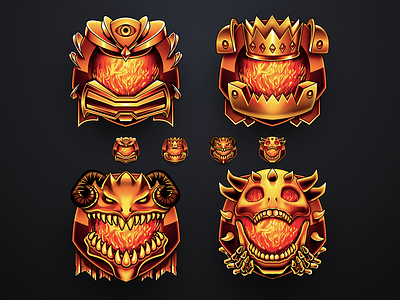 Fire Rank Icons crown danger dragon fierce fire icons loyalty magic monster ranks skulls