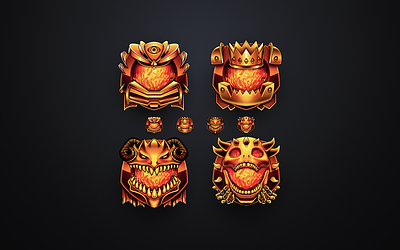Tier 4 - Fire Ranks crown danger dragon fierce fire icons loyalty magic monster ranks skulls