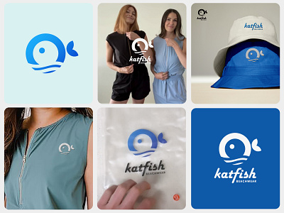 Design Logo for Katfish basic bold brand branding circle clothing cute design fish graphic design icon illustration logo minimal shape swimwear vector wear