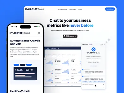 Kyligence Copilot Landing Page copilot landing page product hunter website