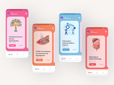 E-Learning: LMS Mobile Application for Medical Aspirants branding design process doctors app healthcare lms platform menu minimal design mobile app product design settings students app ui user interface ux visual design