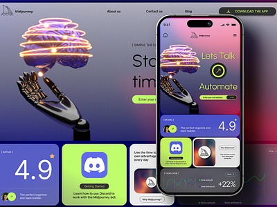 MIDJOURNEY Landing Page Mobile Version ai design landing page mobile ui ui ui design ui mobile website design