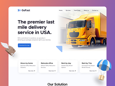 GoFast Delivery Service Website app branding cargo service delivery service usa delivery website design fast delivery gofast graphic design illustration logo truck service ui usa vector web app web design web development website