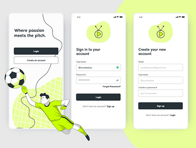 Football TV app football tv green interface design mobile app mobile ui tv app ui ux