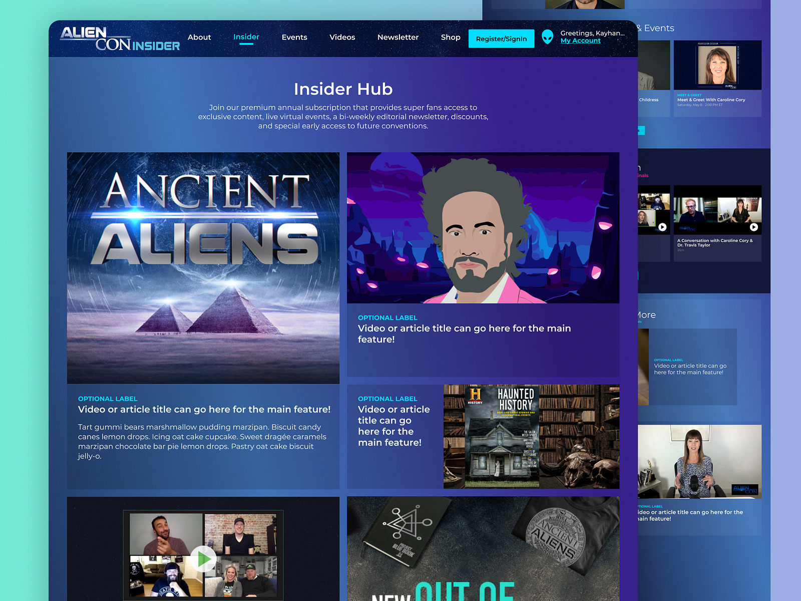 Another concept for AlienCon Insider hub by Kayhan Atamyildiz on Dribbble