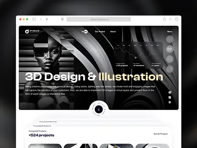 Landing Design Agency 3d agency ai app app design ar dark mood design design agency hero section landing site ui uidesign uiux uiux design ux uxdesign web webdesign