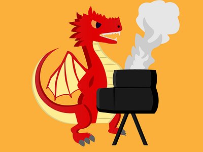 Barbecue dragon animation arte barbecue bbq churrasco design dnd dragon dragons dragão dungeonsanddragon flat illustration logo reddragon smoke vector