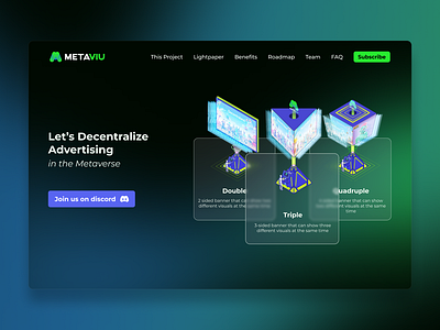 Metaviu.io - Metaverse Advertising Network Landing Page landing metaverse ui web 3.0 website