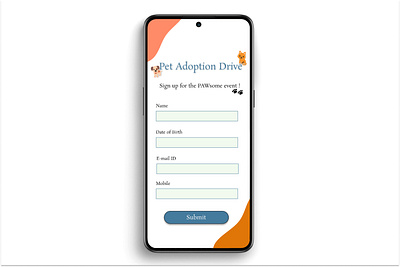 #DailyUi Day 01. A sign up form for a pet adoption drive android animal dailyui design form mobile pet signup ui ux