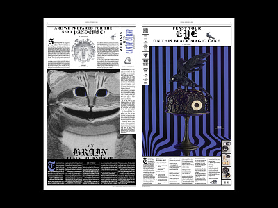 Cat with The New York Times, spread cat cats collage new york times portrait