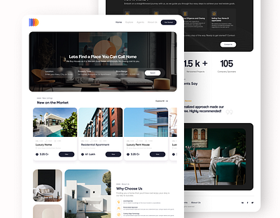 Modern Real Estate Landing Page clean design clean real estate design clean ui design homepage landing page design modern landing page modern ui real estate real estate homepage realtor design ui web web design