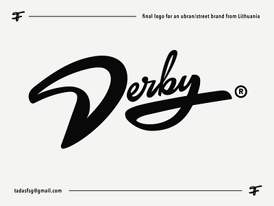 Derby authentic branding calligraphy clothing custom derby design flow hip hop identity lettering logo premium retro script signature type typography unique vintage