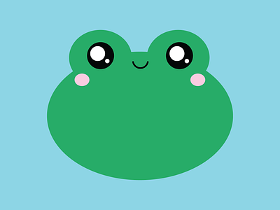 Green Frog adobe illustrator adorable amphibian animal bright cartoon frog chibi cottage core cute frog green green frog happy frog illustration kawaii kawaii frog minimal minimalist simply vector