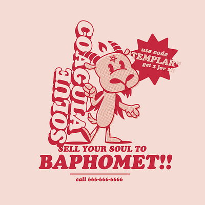 Call Today! ad design baphomet cute design graphic design halloween merch design pink vector art