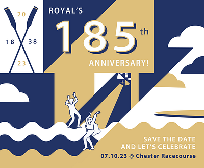Rowing club's 185th dinner event poster branding graphic design illustrator poster vector drawing