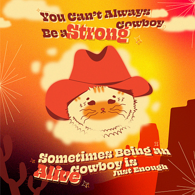 Sad Yeehaw adobe illustrator cat cowboy graphic design illustration meme vectober vector art western