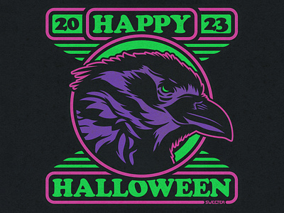 HALOWEEN '23 bird blacklight design graphic halloween illustration raven retro design vintage