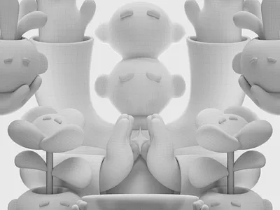 3D Model Render 3d c4d character color design illustration plants ui