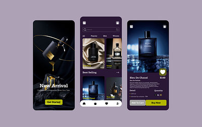 Exploration of perfume mobile app app graphic design motion graphics perfume ui uiux ux