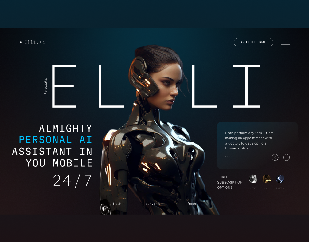 ELLI ai artificialintelligence chatbot designchallenge designinspiration digitalart digitalassistant dribbblecommunity mobiledesign nteractiondesign portfolio tech ui uiux: webdesign website