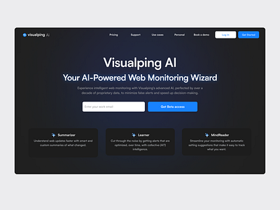 AI Landing Page ai branding dark theme features figma homepage ill illustration landing layout product product design ui web web design