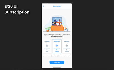 #26 UI SUBSCRIPTION 26 ui subscription 3d animation branding challenge dailyui design graphic design illustration logo motion graphics subscribe ui uiux