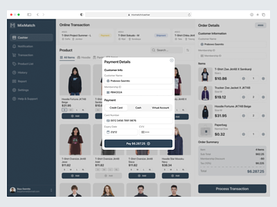 mixmatch - Payment Pop up Cashier POS Dashboard buy cashier cashier dashboard dashboard payment payment pop up point of purchase point of sale pop up pos pos system product design saas sell seller store terminal