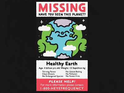 Healthy Earth add announcement branding clothing design cute design doodle healthy earth illustration japanese kawaii kawaii earth lettering missing planet t shirt design typography