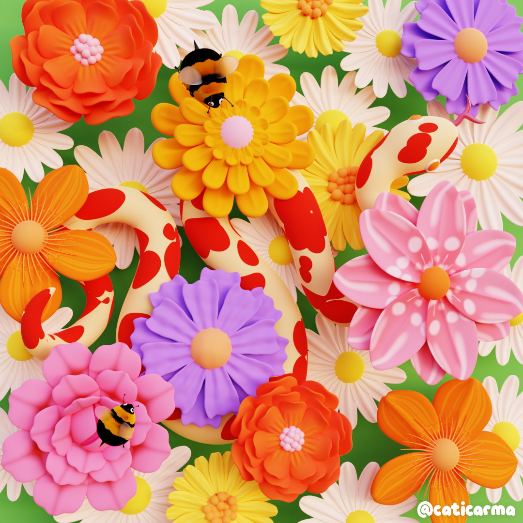 Magic Meadow 3d 3d animation 3d art 3d artist 3d bee 3d character 3d design 3d flower 3d gif 3d illustration 3d illustrator 3d modeling berlin 3d blender blender 3d character design colorful cute illustration kawaii