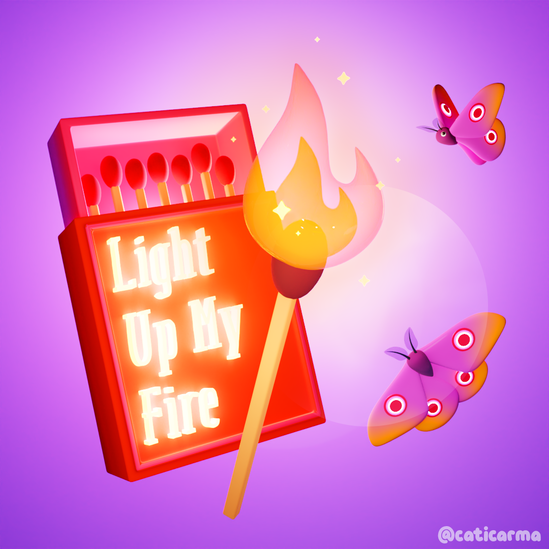 Mystic Match 3d 3d art 3d artist 3d character 3d design 3d fire 3d gif 3d illustration 3d illustrator 3d match 3d matches 3d modeling 3d moth blender blender 3d character design colorful cute illustration kawaii