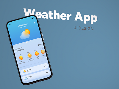 Weather Forecast Mobile App UI Design | Clean & Minimal Design blue color pallete card ui design clean ui design forecast app design minimal ui design mobile app mobile ui design modern ui design ui design weather weather design weather forecast weather icon weather illustrations weather ui design weather ui ux design