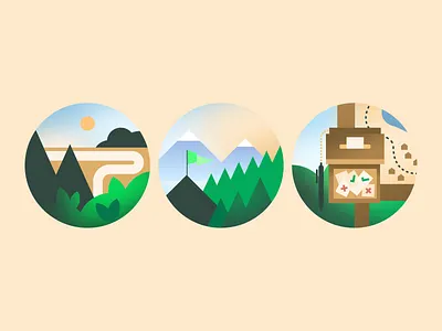 Trail map graphics cabin gradient illustration mountains nature outdoors trail trees